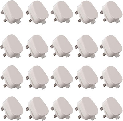 Avishi High Quality 6 Amp. 3 Pin Top Plug, Pack of 20 Plugs (Made of Polycarbonate) 1  Socket Extension Boards(White, 0 m)