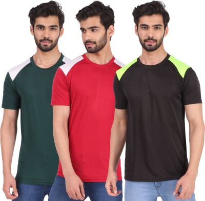 London Hills Colorblock Men Round Neck Multicolor T-Shirt