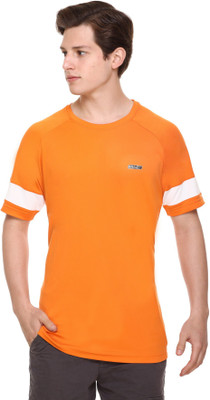 Raves Sporty Men Round Neck White, Orange T-Shirt