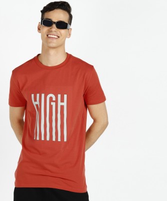 FOREVER 21 Printed Men Round Neck Red T-Shirt