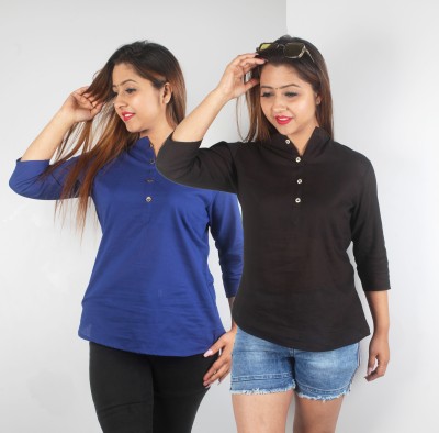 JOLSTER Casual Solid Women Blue, Black Top