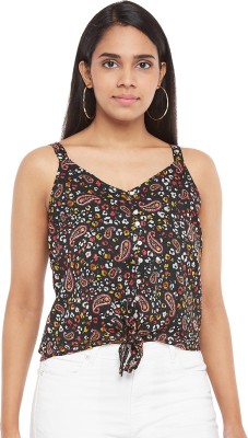 PEOPLE Casual Printed Women Black Top