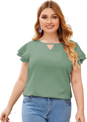Clemira Casual Solid Women Light Green Top