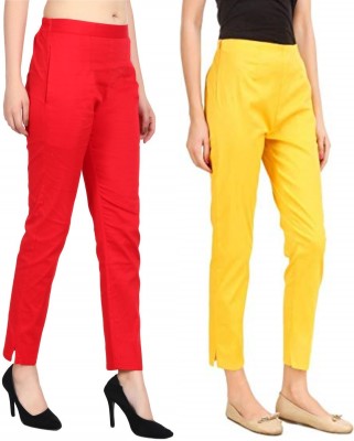 FC First Choice Regular Fit Women Red, Yellow Trousers