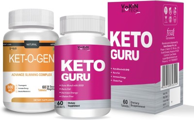 Vokin Biotech Ketogen 60 Tablets for weight loss (Yellow) Keto Guru 60 Tab (Pink) Pack of 2(2 x 60 Tablets)