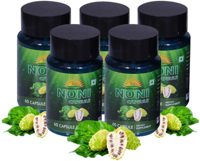 Sunchan Group NONI Capsules For Boost Immunity & Bone Strength, Pure Natural & Ayurvedic(5 x 60 Capsules)