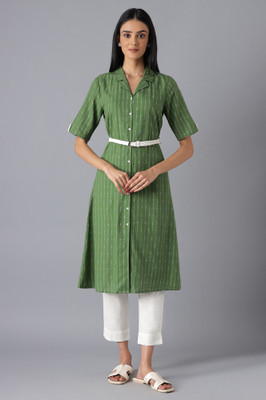 Aurelia Women Printed A-line Kurta(Green)