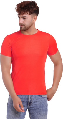 KASPY Solid Men Round Neck Red T-Shirt