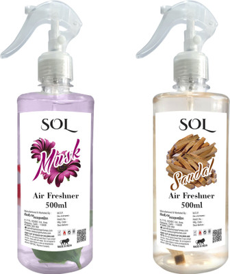 Sol Sandal, Woody Spray Sandal and Mukhallat Air Freshener pack of 2 - 500ml each(2 x 500 ml)