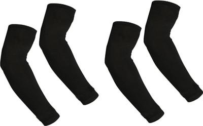 SHREEJIIN Cotton Arm Sleeve For Men & Women(Free, Black)