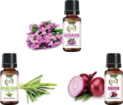 botanic garden Combo of Palmarosa,Onion & Geranium Essential oil for Pigmentation-10ml each(30 ml)