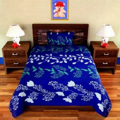 CECARO 144 TC Microfiber, Polycotton Single 3D Printed Flat Bedsheet(Pack of 1, Blue)