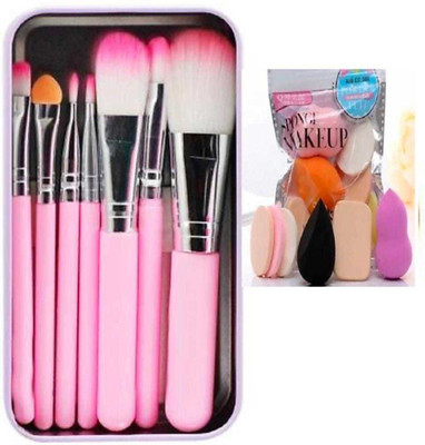 BIRONZA Makarup Brush Hello Kitty With 6 Pcs Makeup Sponges set(Pack of 13)