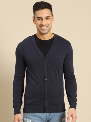United Colors of Benetton Solid V Neck Casual Men Black Sweater