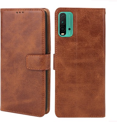 MG Star Flip Cover for Xiaomi Redmi 9 Power PU Leather Case Cover with Card Holder and Magnetic Stand(Brown, Shock Proof, Pack of: 1)