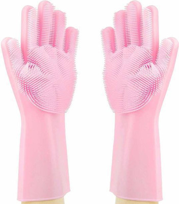 Zemlite Silicon Gloves- silicon hand gloves set for women (Multicolour, 1 Pair) Wet and Dry Glove(Free Size)