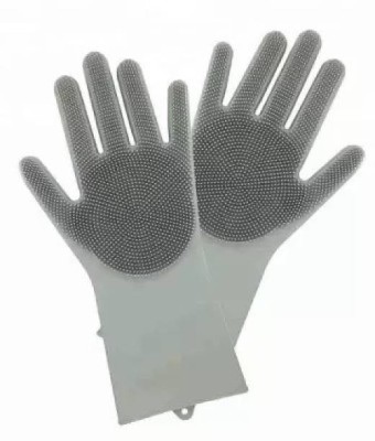 Fulkiza Silicon Gloves- cleaning gloves dishwash (Multicolour, 1 Pair) Wet and Dry Glove(Free Size)