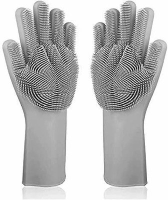 Zemlite Dish Washing Gloves- hand gloves for washing utensils (Multicolour, 1 Pair) Wet and Dry Glove(Free Size)