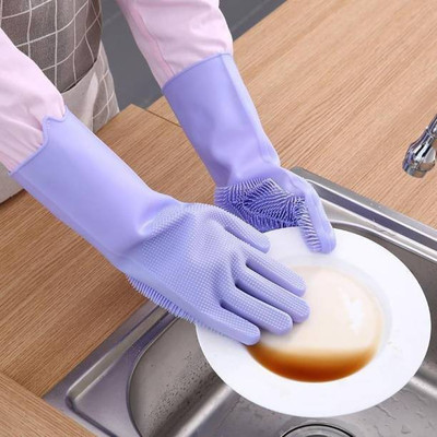Zemlite Silicon Gloves- hand gloves for dish washing (Multicolour, 1 Pair) Wet and Dry Glove(Free Size)