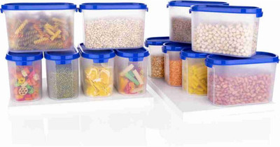 Nitron Plastic Grocery Container  - 1000 ml(Pack of 12, Blue)