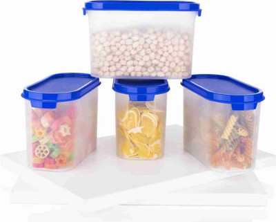 Nitron Plastic Grocery Container  - 1000 ml(Pack of 4, Blue)