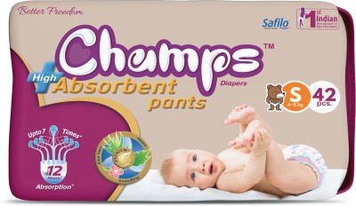 Champs High Absorbent Baby Diaper Pants|Pack of 2 - S(84 Pieces)