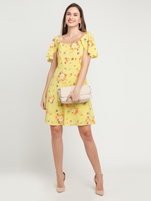 Zink London Women A-line Yellow Dress