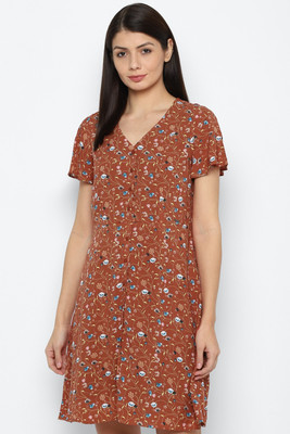 Allen Solly Women A-line Brown Knee Length Dress