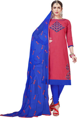Blissta Cotton Blend Embroidered Salwar Suit Material