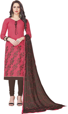 Blissta Cotton Blend Embroidered Salwar Suit Material