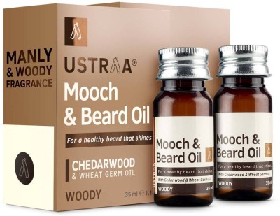 USTRAA Woody Mooch and Beard Oil - 35 ml x 2 | No Parabens Hair Oil(70 ml)