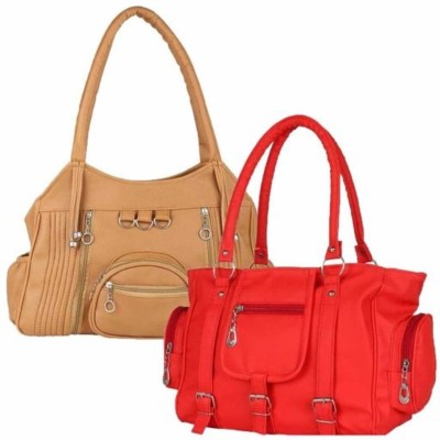Sai Collections Women Yellow, Red Tote(Pack of: 2)