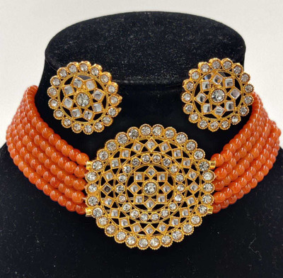 Sanwariya Jewels Metal Orange Jewellery Set(Pack of 1)