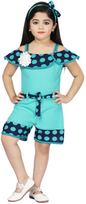 Samshil Fashion Polka Print Girls Jumpsuit