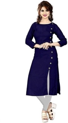 Samad Textile Women Solid A-line Kurta(Blue)