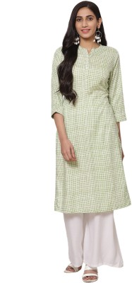 RANGRITI Women Printed Straight Kurta(Green)