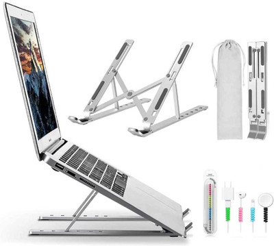 Xtra Miles Aluminium Laptop Stand/Laptop holder riser 6 angle Adjustable Foldable holder Compatible with All laptops & tablets Laptop Stand