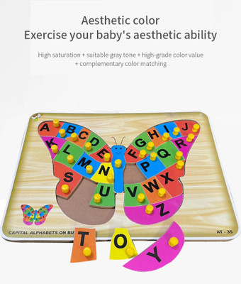 SHALAFI Butterfly Toddler Puzzle for Kids Learn&Play Puzzle Alphabet Learning Board(Beige, Multicolor)