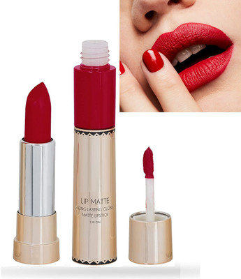 ADJD 2 IN 1 Long Lasting Matte & Gloss Lipstick Waterproof(HOT RED, 8 ml)