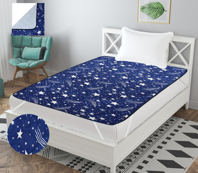 LERV'S Collection Elastic Strap Single Size Mattress Cover(Blue)