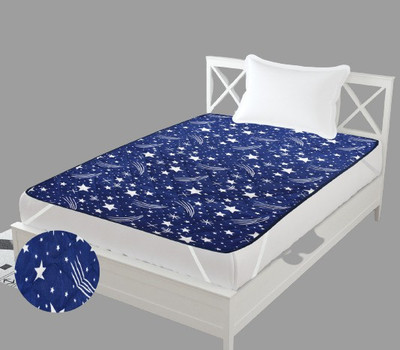 LERV'S Collection Elastic Strap Single Size Mattress Cover(Blue)