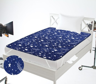 LERV'S Collection Elastic Strap Single Size Mattress Cover(Blue)