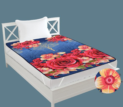 LERV'S Collection Elastic Strap Single Size Mattress Cover(Blue)