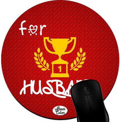 Raavi colors for no. 1 husband valentine day Non-Slip Rubber Base Round Non Slip Base Mousepad(Red)