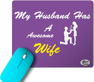 Raavi colors Awesome Wife Printed Non-Slip Rubber Base Rectangle Non Slip Base Mousepad(Purple)