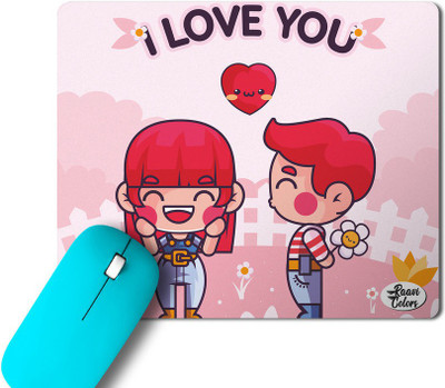 Raavi colors I Love You Printed Non-Slip Rubber Base Rectangle Non Slip Base Mousepad(Pink)