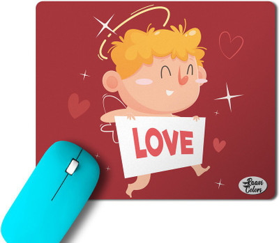Raavi colors Love Printed Non-Slip Rubber Base Rectangle Non Slip Base Mousepad(Red)