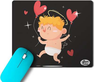 Raavi colors Love Angel Printed Non-Slip Rubber Base Rectangle Non Slip Base Mousepad(Black)