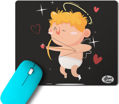 Raavi colors love Angel Printed Non-Slip Rubber Base Rectangle Non Slip Base Mousepad(Black)