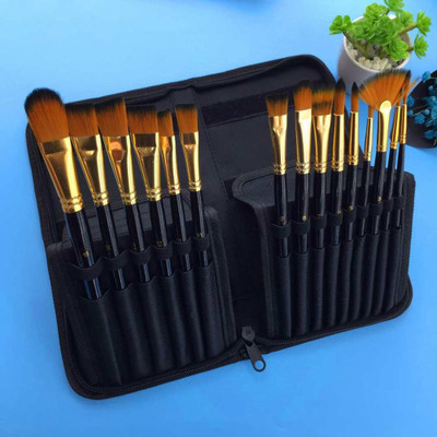 Dstone Artist Brushes Set of 12 Professional Round Pointed Tip Nylon Hair With beg(Set of 15, Black)
